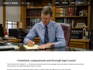 Dana V Baker law firm homepage