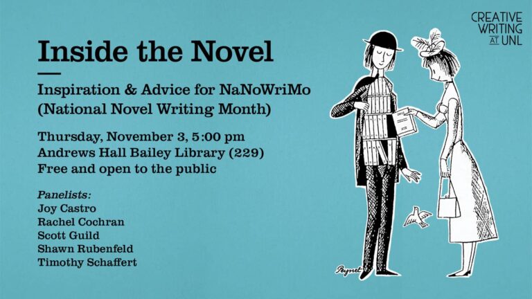 Poster for novelists panel in celebration of National Novel Writing Month