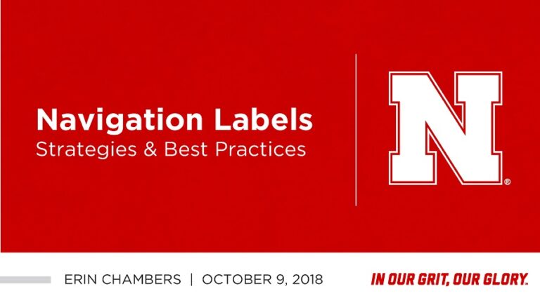 Navigation Labels presentation slide with Nebraska N Logo