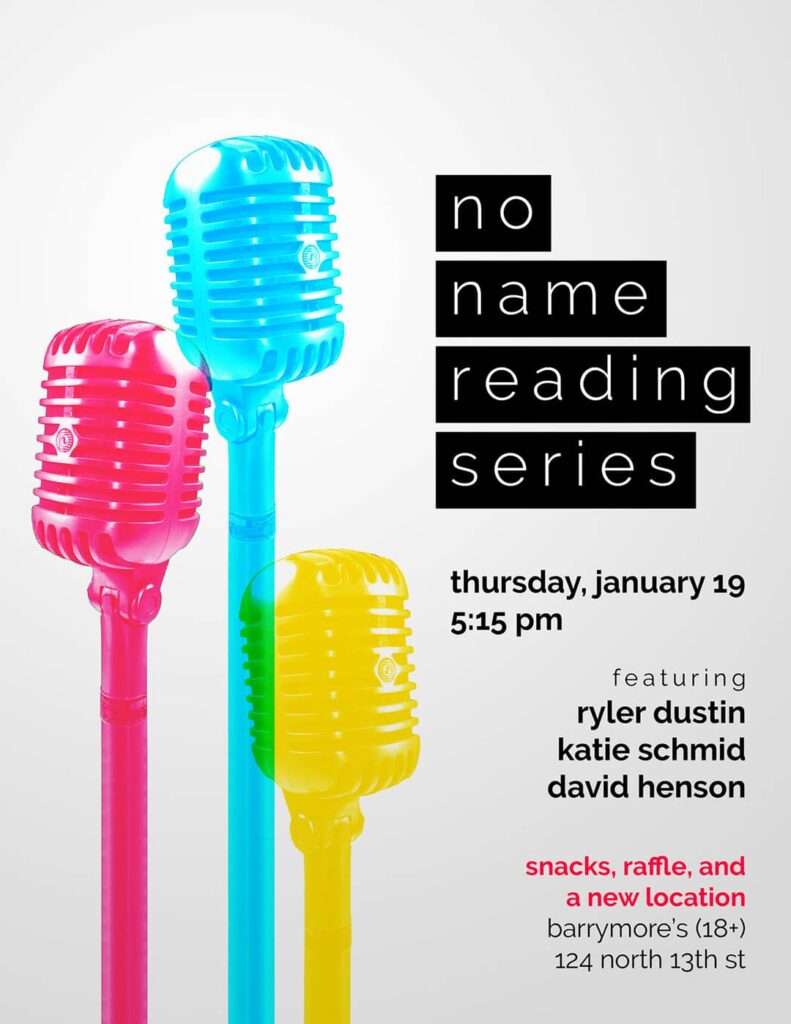 No Name Reading Series poster with vintage microphones