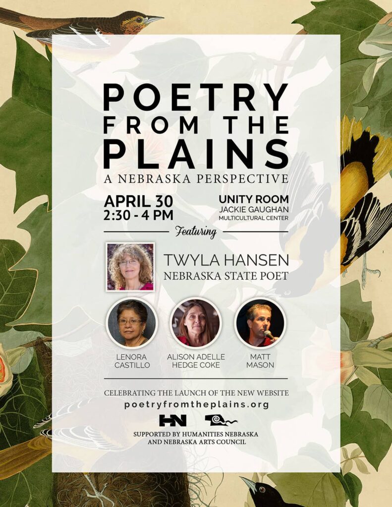 Poster for Poetry from the Plains reading in celebration of the poetryfromtheplains.org site launch