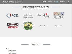Dana V Baker law firm clients section