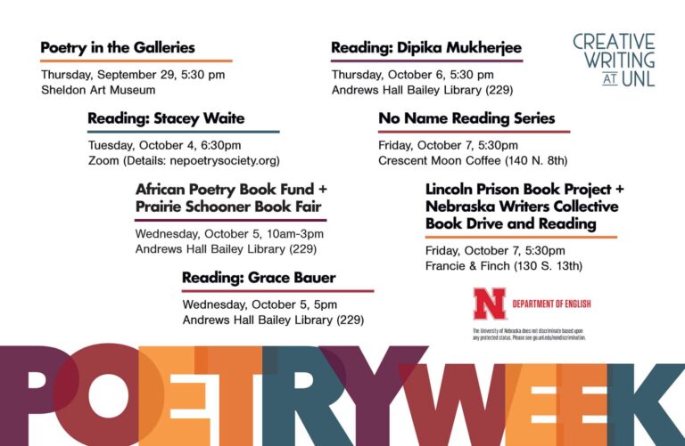 Poster for Poetry Week celebration at the University of Nebraska-Lincoln