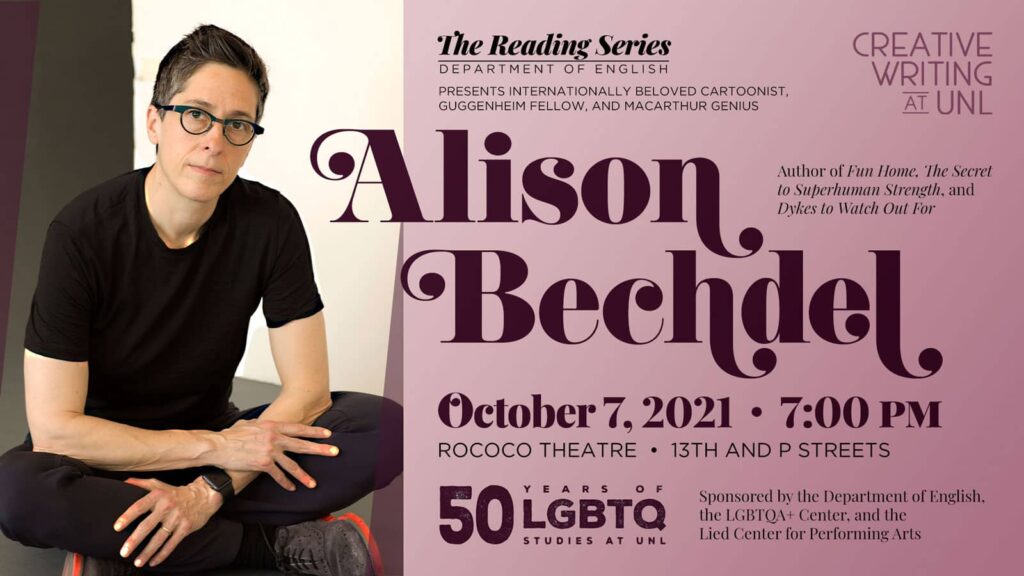 Poster for a reading by Alison Bechdel at the University of Nebraska-Lincoln